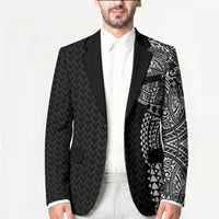 Hawaiian Traditional Tattoos Blazer Kakau Tribal Tropical Plant Motif Black Color