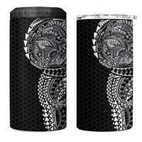 Hawaiian Traditional Tattoos 4 in 1 Can Cooler Tumbler Kakau Tribal Tropical Plant Motif Black Color LT03 One Size: 16 oz Black - Polynesian Pride