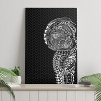 Hawaiian Traditional Tattoos Canvas Wall Art Kakau Tribal Tropical Plant Motif Black Color