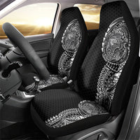 Hawaiian Traditional Tattoos Car Seat Cover Kakau Tribal Tropical Plant Motif Black Color LT03 - Polynesian Pride