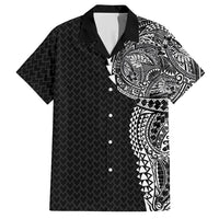 Hawaiian Traditional Tattoos Hawaiian Shirt Kakau Tribal Tropical Plant Motif Black Color LT03 Black - Polynesian Pride