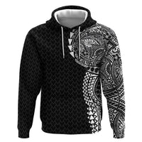 Hawaiian Traditional Tattoos Hoodie Kakau Tribal Tropical Plant Motif Black Color LT03 Pullover Hoodie Black - Polynesian Pride