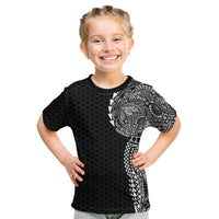 Hawaiian Traditional Tattoos Kid T Shirt Kakau Tribal Tropical Plant Motif Black Color LT03 Black - Polynesian Pride