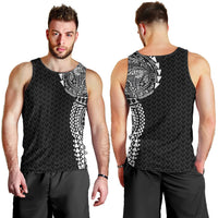 Hawaiian Traditional Tattoos Men Tank Top Kakau Tribal Tropical Plant Motif Black Color LT03 - Polynesian Pride