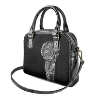 Hawaiian Traditional Tattoos Shoulder Handbag Kakau Tribal Tropical Plant Motif Black Color