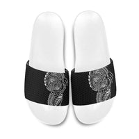 Hawaiian Traditional Tattoos Slide Sandals Kakau Tribal Tropical Plant Motif Black Color