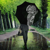 Hawaiian Traditional Tattoos Umbrella Kakau Tribal Tropical Plant Motif Black Color