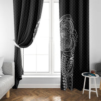Hawaiian Traditional Tattoos Window Curtain Kakau Tribal Tropical Plant Motif Black Color