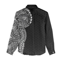Hawaiian Traditional Tattoos Women Casual Shirt Kakau Tribal Tropical Plant Motif Black Color LT03 - Polynesian Pride
