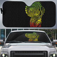 Hawaiian Traditional Tattoos Auto Sun Shade Kakau Tribal Tropical Plant Motif Kanaka Maoli Flag Color Inspired LT03 Multicolor - Polynesian Pride