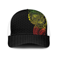 Hawaiian Traditional Tattoos Baseball Net Cap Kakau Tribal Tropical Plants Motif Kanaka Maoli Flag Color Inspired LT03 One Size White Multicolor - Polynesian Pride