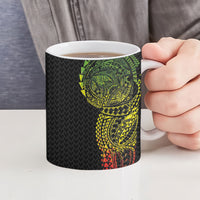 Hawaiian Traditional Tattoos Ceramic Mug Kakau Tribal Tropical Plant Motif Kanaka Maoli Flag Color Inspired LT03 - Polynesian Pride
