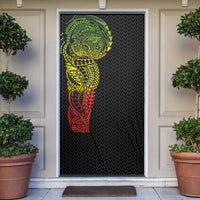 Hawaiian Traditional Tattoos Door Cover Kakau Tribal Tropical Plant Motif Kanaka Maoli Flag Color Inspired LT03 Multicolor - Polynesian Pride