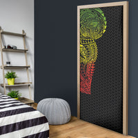 Hawaiian Traditional Tattoos Door Cover Kakau Tribal Tropical Plant Motif Kanaka Maoli Flag Color Inspired LT03 - Polynesian Pride