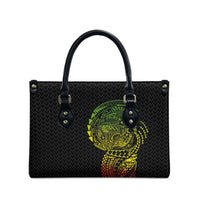 Hawaiian Traditional Tattoos Leather Bag Kakau Tribal Tropical Plant Motif Kanaka Maoli Flag Color Inspired LT03 - Polynesian Pride
