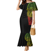 Hawaiian Traditional Tattoos Mermaid Dress Kakau Tribal Tropical Plant Motif Kanaka Maoli Flag Color Inspired LT03 Women Multicolor - Polynesian Pride
