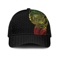 Hawaiian Traditional Tattoos Mesh Trucker Cap Kakau Tribal Tropical Plants Motif Kanaka Maoli Flag Color Inspired LT03 One Size Black Multicolor - Polynesian Pride