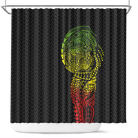 Hawaiian Traditional Tattoos Shower Curtain Kakau Tribal Tropical Plant Motif Kanaka Maoli Flag Color Inspired LT03 Multicolor - Polynesian Pride