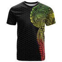 Hawaiian Traditional Tattoos T Shirt Kakau Tribal Tropical Plant Motif Kanaka Maoli Flag Color Inspired LT03 Multicolor - Polynesian Pride