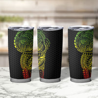Hawaiian Traditional Tattoos Tumbler Cup Kakau Tribal Tropical Plant Motif Kanaka Maoli Flag Color Inspired LT03 - Polynesian Pride