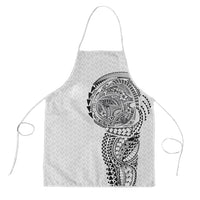 Hawaiian Traditional Tattoos Apron Kakau Tribal Tropical Plant Motif White Color