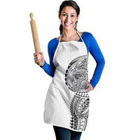 Hawaiian Traditional Tattoos Apron Kakau Tribal Tropical Plant Motif White Color