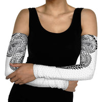 Hawaiian Traditional Tattoos Arm Sleeves Kakau Tribal Tropical Plant Motif White Color