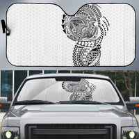 Hawaiian Traditional Tattoos Auto Sun Shade Kakau Tribal Tropical Plant Motif White Color