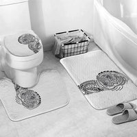 Hawaiian Traditional Tattoos Bathroom Set Kakau Tribal Tropical Plant Motif White Color