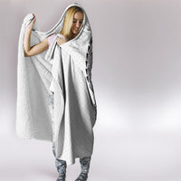 Hawaiian Traditional Tattoos Hooded Blanket Kakau Tribal Tropical Plant Motif White Color