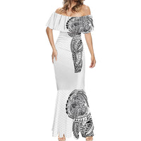 Hawaiian Traditional Tattoos Mermaid Dress Kakau Tribal Tropical Plant Motif White Color LT03 - Polynesian Pride