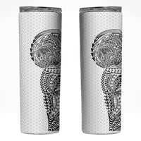 Hawaiian Traditional Tattoos Skinny Tumbler Kakau Tribal Tropical Plant Motif White Color LT03 White - Polynesian Pride