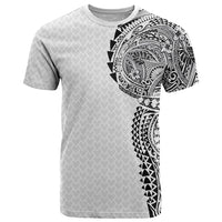 Hawaiian Traditional Tattoos T Shirt Kakau Tribal Tropical Plant Motif White Color