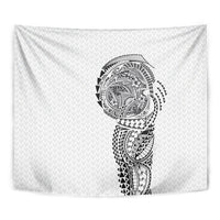 Hawaiian Traditional Tattoos Tapestry Kakau Tribal Tropical Plant Motif White Color