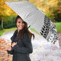 Hawaiian Traditional Tattoos Umbrella Kakau Tribal Tropical Plant Motif White Color
