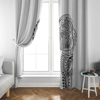 Hawaiian Traditional Tattoos Window Curtain Kakau Tribal Tropical Plant Motif White Color