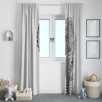 Hawaiian Traditional Tattoos Window Curtain Kakau Tribal Tropical Plant Motif White Color