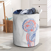 Hawaiian Traditional Tattoos Laundry Basket Kakau Tribal Tropical Plant Motif Hawaii Flag Color Inspired LT03 Multicolor - Polynesian Pride