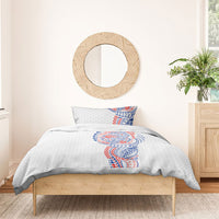Hawaiian Traditional Tattoos Bedding Set Kakau Tribal Tropical Plant Motif Hawaii Flag Color Inspired