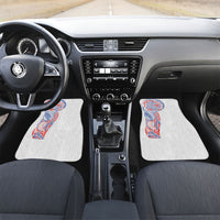 Hawaiian Traditional Tattoos Car Mats Kakau Tribal Tropical Plant Motif Hawaii Flag Color Inspired LT03 Set 2pcs - Front Multicolor - Polynesian Pride