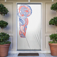 Hawaiian Traditional Tattoos Door Cover Kakau Tribal Tropical Plant Motif Hawaii Flag Color Inspired LT03 Multicolor - Polynesian Pride