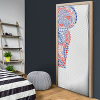 Hawaiian Traditional Tattoos Door Cover Kakau Tribal Tropical Plant Motif Hawaii Flag Color Inspired LT03 - Polynesian Pride