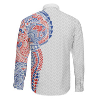 Hawaiian Traditional Tattoos Family Matching Long Sleeve Bodycon Dress and Hawaiian Shirt Kakau Tribal Tropical Plant Motif Hawaii Flag Color Inspired LT03 - Polynesian Pride