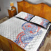 Hawaiian Traditional Tattoos Quilt Bed Set Kakau Tribal Tropical Plant Motif Hawaii Flag Color Inspired LT03 - Polynesian Pride