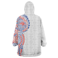 Hawaiian Traditional Tattoos Wearable Blanket Hoodie Kakau Tribal Tropical Plant Motif Hawaii Flag Color Inspired LT03 - Polynesian Pride