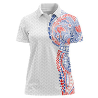 Hawaiian Traditional Tattoos Women Polo Shirt Kakau Tribal Tropical Plant Motif Hawaii Flag Color Inspired LT03 Female Multicolor - Polynesian Pride
