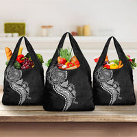 Hawaiian Kakau Tribal Sea Animals Tattoos Grocery Bag Black Color