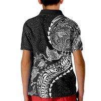 Hawaiian Kakau Tribal Sea Animals Tattoos Kid Polo Shirt Black Color