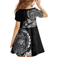 Hawaiian Kakau Tribal Sea Animals Tattoos Kid Short Sleeve Dress Black Color