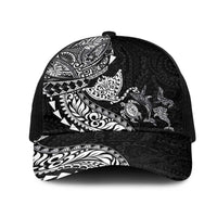 Hawaiian Kakau Tribal Sea Animals Tattoos Mesh Trucker Cap Black Color